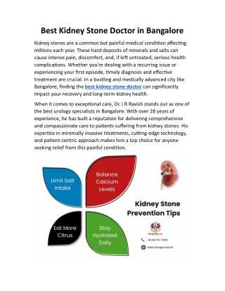 Best Kidney Stone Doctor in Bangalore