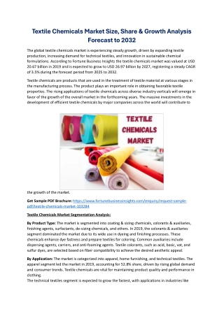 Textile Chemicals Market Forecast 2032: Key Trends and Opportunities