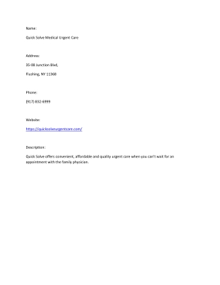 Quick Solve Medical Urgent Care