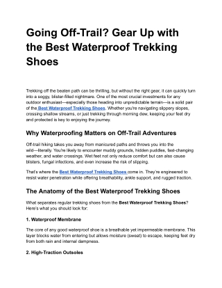 Going Off-Trail? Gear Up with the Best Waterproof Trekking Shoes