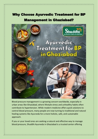 Why Choose Ayurvedic Treatment for BP Management in Ghaziabad?