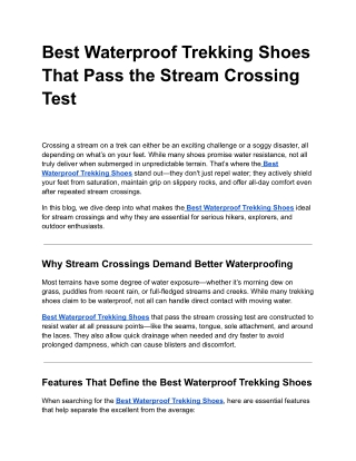 Best Waterproof Trekking Shoes That Pass the Stream Crossing Test