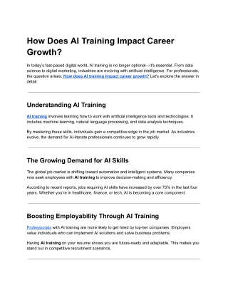 A - How Does AI Training Impact Career Growth