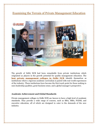 Examining the Terrain of Private Management Education