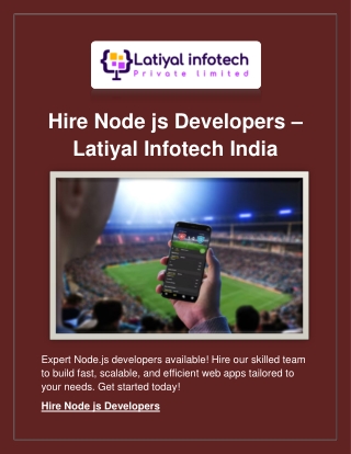 Hire Node js Developers – Latiyal Infotech India