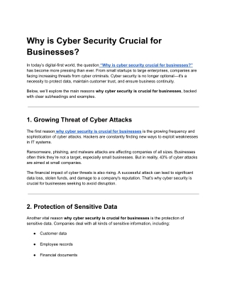 A - Why is Cyber Security Crucial for Businesses