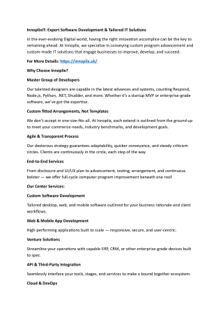 InnoplixIT: Expert Software Development & Tailored IT Solutions