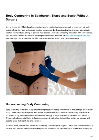 Body Contouring in Edinburgh Shape and Sculpt Without Surgery