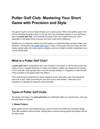 putter golf club mastering your short game with