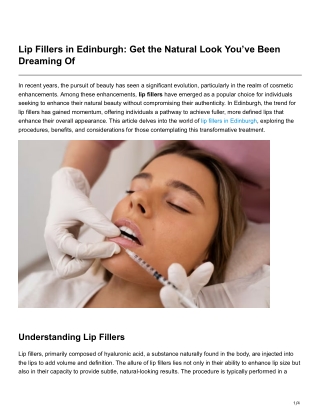 Lip Fillers in Edinburgh Get the Natural Look You’ve Been Dreaming Of