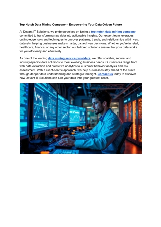Top Notch Data Mining Company – Empowering Your Data-Driven Future