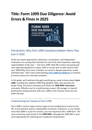 title form 1099 due diligence avoid errors fines