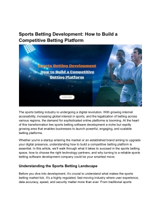 Sports Betting Development_ How to Build a Competitive Betting Platform