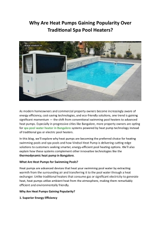 Why Are Heat Pumps Gaining Popularity Over Traditional Spa Pool Heaters?