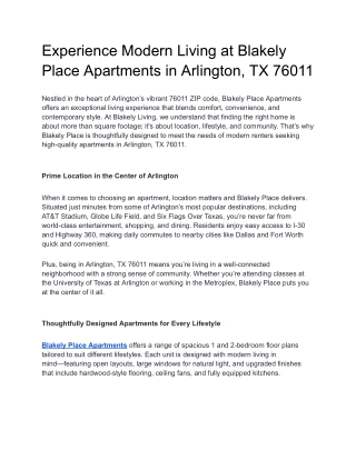 Experience Modern Living at Blakely Place Apartments in Arlington, TX 76011