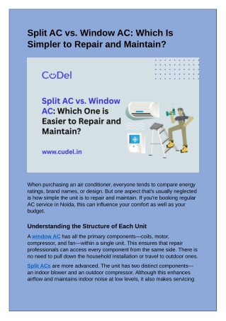Split AC vs. Window AC: Which Is  Simpler to Repair and Maintain?