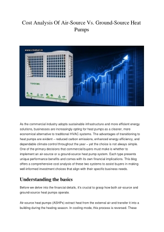 Cost Analysis Of Air-Source Vs. Ground-Source Heat Pumps