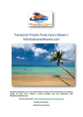 Transporte Privado Punta Cana a Bávaro | Montisatourandtravels.com