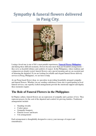 Send Funeral Flowers Philippines