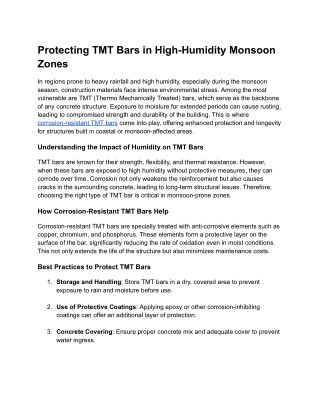 Protecting TMT Bars in High-Humidity Monsoon Zones