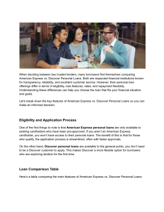 Comparing American Express and Discover Personal Loans_ Pros, Cons, and Features