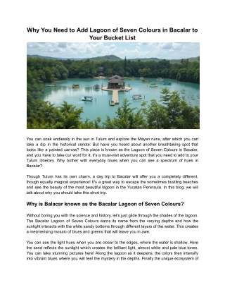 Why You Need to Add Lagoon of Seven Colours in Bacalar to Your Bucket List