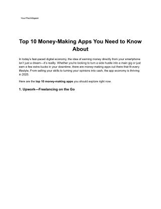 Top 10 Money-Making Apps You Need to Know About