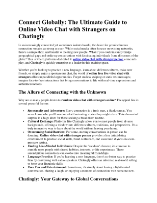 Guide to Online Video Chat with Strangers on Chatingly