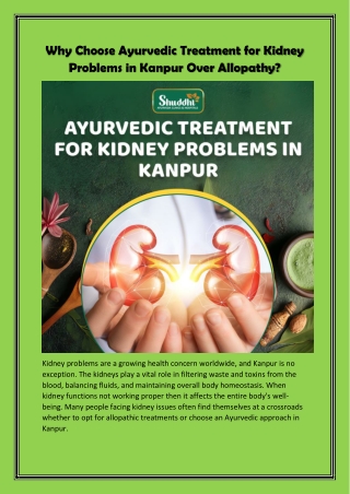 Why Choose Ayurvedic Treatment for Kidney Problems in Kanpur Over Allopathy?