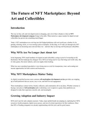 The Future of NFT Marketplace: Beyond Art and Collectibles