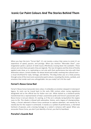 Iconic Car Paint Colours And The Stories Behind Them