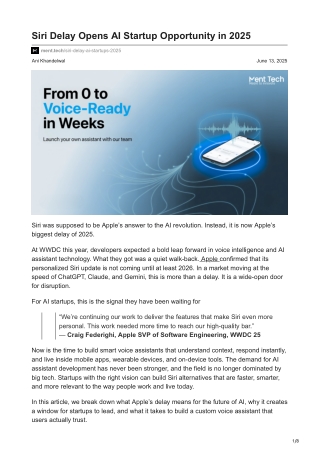 Siri Delay Opens AI Startup Opportunity in 2025