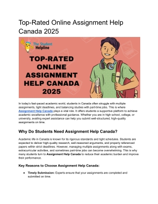 Top-Rated Online Assignment Help Canada 2025