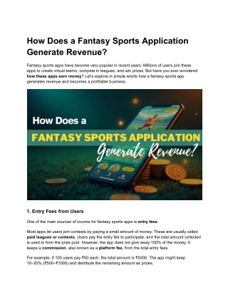 How Does a Fantasy Sports Application Generate Revenue