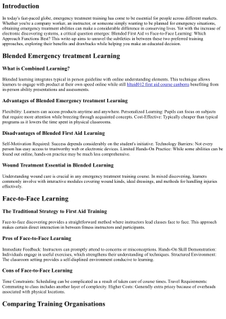 Blended Emergency Treatment vs Face-to-Face Learning: Which Approach Functions B