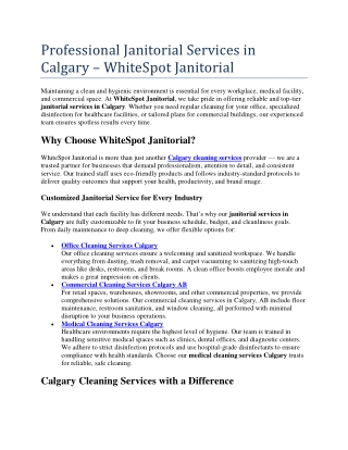 Professional Janitorial Services in Calgary