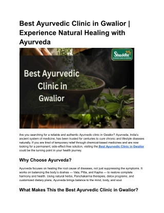 Ayurvedic Clinic in Gwalior | Trusted by Thousands for Natural Healing
