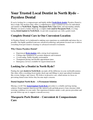 Your Trusted Local Dentist in North Ryde