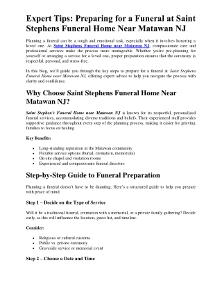 Expert Tips- Preparing for a Funeral at saint stephens funeral home near matawan nj