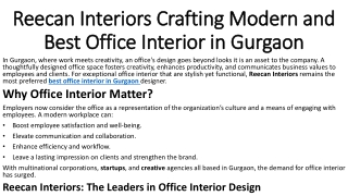 Modern Office Interiors for Gurgaon Businesses – Reecan Interiors