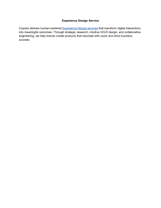 Experience Design Service