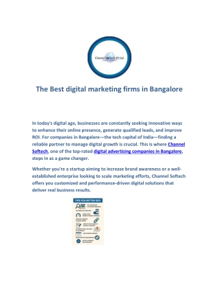 The Best digital marketing firms in Bangalore
