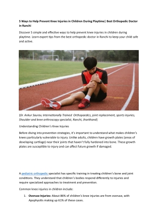 5 Ways to Help Prevent Knee Injuries in Children During Playtime