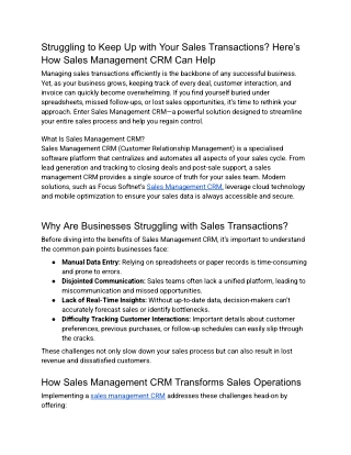 Struggling with Sales Transactions? Simplify with Sales Management CRM Solutions
