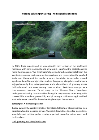 Visiting Sakleshpur During The Magical Monsoons