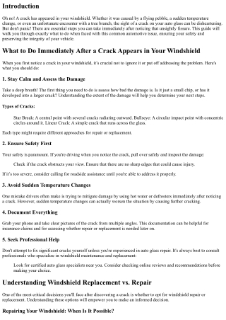 What to Do Immediately After a Crack Appears in Your Windshield