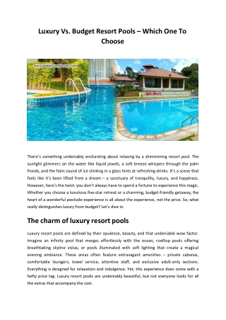 Luxury Vs. Budget Resort Pools – Which One To Choose?