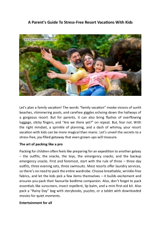 A Parent’s Guide To Stress-Free Resort Vacations With Kids