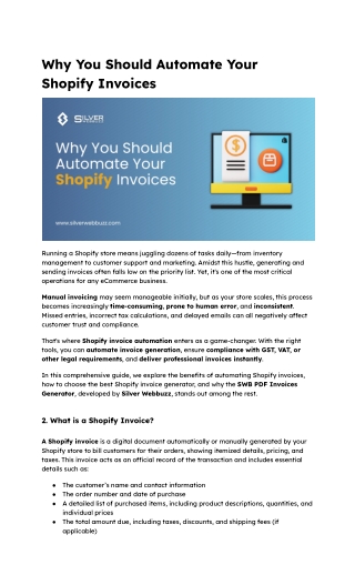 Shopify Invoice Generator: Automate Invoicing | Silver WebBuzz