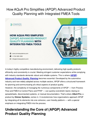 how aqua pro simplifies apqp advanced product